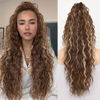 Picture of ORSUNCER Ponytail Extension Claw 30" Curly Pony Tail Clip in Claw Hair Extensions Fluffy Natural Looking Synthetic Hairpiece for Women Light Brown Highlight