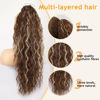 Picture of ORSUNCER Ponytail Extension Claw 30" Curly Pony Tail Clip in Claw Hair Extensions Fluffy Natural Looking Synthetic Hairpiece for Women Light Brown Highlight