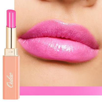 Picture of Oulac Moisturizing Shine Pink Lipstick for Women - 2 in 1 Glossy Bright Pink Tinted Lip Balm, Hydrating Winter Lipstick for Dry Lips,Shine Juicy Finish Vegan 2.2g/0.07oz (15)