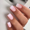 Picture of Press on Nails Short Square Acrylic Fake Nails with Apricot Design Full Cover False Nails Glossy Nude Glue on Nails Artificial Stick on Nails for Women 24Pcs (Beige White Pink)