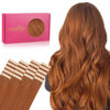 Picture of WENNALIFE Tape in Hair Extensions Human Hair, 20pcs 40g 12 inch Dirty Ginger Remy Hair Extensions Straight Human Hair Tape in Extensions Skin Weft Tape Extensions Human Hair