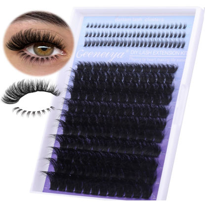 Picture of 10-20mm Fluffy Lash Clusters with Bottom Lashes Wispy Lash Extension 130D Wispy Cluster Eyelash Extensions D Curl Volume Individual Lashes DIY False Eyelashes by Geeneiya
