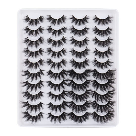 Picture of 20 Pairs Lashes False Eyelashes Dramatic Faux Mink Lashese by MilyBest Fluffy Natural 16-20mm Volume Long Thick C Curl EyeLashes Strips 4 Styles Mixed Lash Extension Sets Pack