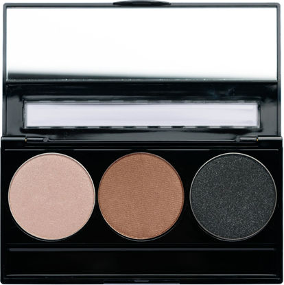 Picture of Pure Ziva Metallic Shimmer Off White, Gold Bronze Brown, and Glitter Black Vegan Eyeshadow Trio Palette; Talc, Paraben & Cruelty Free