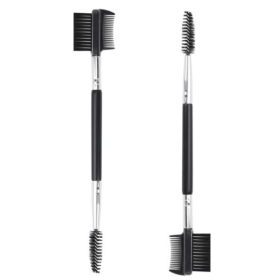 Picture of 2pcs 3 Head Eyebrow Eyelash Shaper Eyelash Comb Double Head Brush Makeup Grooming Tool Cosmetic with 3 Different Spoolie Brushes for Separating Lashes, Eliminating Mascara Clumps, Grooming Brows
