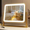 Picture of FENNIO Vanity Mirror with Lights 14"×12" Makeup Mirror with Lights,Lighted Vanity Mirror Tabletop,Smart Touch with 3-Color Lighting,Dimmable,for Vanity Desk Tabletop（Gold）