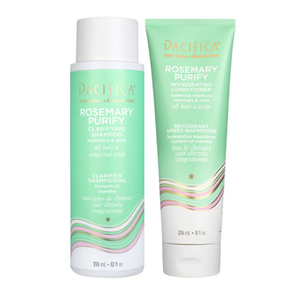 Picture of Pacifica Shampoo & Conditioner Set - Rosemary Purify Invigorating Set with Cooling Mint for Clarifying and Detoxing, Sulfate-Free, Vegan & Cruelty-Free, 12 oz & 8 oz (Set of 2)