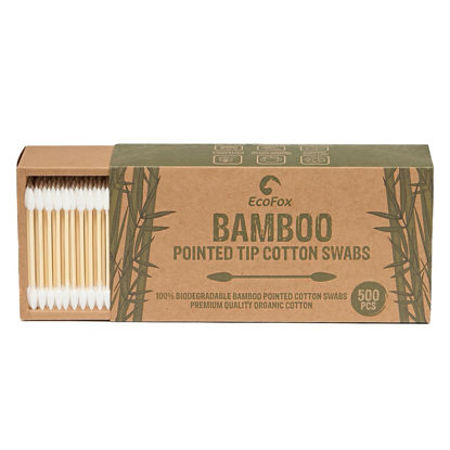 Picture of Precision Tip Cotton Swabs 500 Count | Organic & Biodegradable Pointed Cotton Buds | 100% Eco-Friendly & Natural | Perfect for Makeup, Fine Cleaning, Art