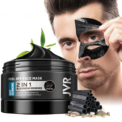 Picture of JVR Peel Off Face Mask, Blackhead Remover Mask for Men, Charcoal Peel Off Black Mask, Facial Mask Purifying and Deep Cleansing for All Skin Types 4.23 OZ