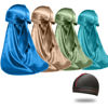 Picture of 4PCS Silky Durags for Men Women 360 Waves with 1 Wave Cap, Silky Satin Durag Extra Long Tails