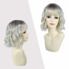 Picture of Rose bud Wavy Bob Wig with Bangs Natural Ombre Silver Wig Synthetic Hair Shoulder Length Short Hair Curly Wigs for Women