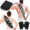 Picture of Anezus Exfoliating Back Scrubber Bath Gloves Set, Exfoliating Shower Towel with Shower Gloves for Body Scrub, Back Cleaner Wash Gloves to Remove Dead Skin (Black)