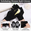 Picture of Anezus Exfoliating Back Scrubber Bath Gloves Set, Exfoliating Shower Towel with Shower Gloves for Body Scrub, Back Cleaner Wash Gloves to Remove Dead Skin (Black)
