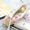 Picture of PAZIMIIK Cotton Makeup Bag for Women Large Quilted Travel Cosmetic Pouch Girls' Make Up Organizer,Floral Orange