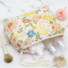 Picture of PAZIMIIK Cotton Makeup Bag for Women Large Quilted Travel Cosmetic Pouch Girls' Make Up Organizer,Floral Orange
