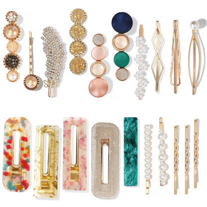 Picture of Mehayi 20 PCS Pearl Hair Clips Set Fashion Korean Acrylic Resin Hair Barrettes, Bobby Pins Hairpins for Women and Ladies Girls Headwear Styling Tools, Hair Accessories for Decorative Party Wedding