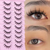 Picture of FANXITON Manga Lashes Wispy Natural Look Fluffy Faux Eyelashes 10 Pairs Asian 3D False Eyelashes 14 mm Cat Eye Lashes Pack