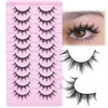 Picture of FANXITON Manga Lashes Wispy Natural Look Fluffy Faux Eyelashes 10 Pairs Asian 3D False Eyelashes 14 mm Cat Eye Lashes Pack