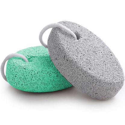 Picture of Natural Foot Pumice Stone for Feet, Borogo 2-Pack Lava Pedicure Tools Hard Skin Callus Remover for Feet and Hands -White&Green
