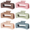 Picture of Sisiaipu 4 Inch Big Hair Claw Clips 6 Pcs Large Claw Clips for Thick Hair Square Hair Clips for Women Rectangle Hair Clips Banana Jaw Clips Hair Accessories for Girls - Brown Colorful