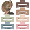 Picture of Sisiaipu 4 Inch Big Hair Claw Clips 6 Pcs Large Claw Clips for Thick Hair Square Hair Clips for Women Rectangle Hair Clips Banana Jaw Clips Hair Accessories for Girls - Brown Colorful