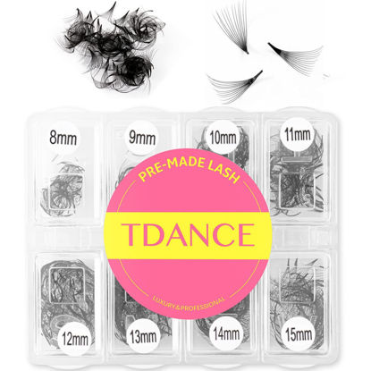 Picture of TDANCE 600 Fans Premade Fans Eyelash Extensions 8-15mm Mixed Length Pre Made Fans Lash Extensions 5D 8D 10D 12D 14D 16D 24D Promades Eyelash Fans C/D Curl Premade Lash Fans(600-12D-0.03-C-8-15mm)
