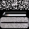 Picture of Belleboost Flat Back Pearls Kits, Flatback Silver Half Round Pearls with Pickup Pencil and Tweezer for Crafting Home DIY and Professional Nail Art, Face Makeup and Craft