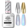Picture of Born Pretty Top Gel for Chrome Nail Powder, 15ml Top Gel for Metallic Gel Nail Polish, Shine Finish and Long Lasting, Soak Off Nail Lamp Gel Nail Art Design