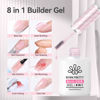 Picture of Born Pretty Builder Nail Gel, 8-in-1 Extension Gel Strengthener Gel Hard Builder Nail Gel Base Top Gel, Sheer Pink Gel Builder Rhinestone Nail Glue Gel in A Bottle Nails 15ML