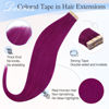 Picture of DOORES Tape in Human Hair Extensions, Violet 20 Inch 30g 10pcs, Hair Extensions Tape in Remy Straight Hair for Women Double Side Tape Hair Extensions