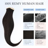 Picture of DOORES Hair Extensions Real Human Hair, Dark Brown 12 Inch 80g 40pcs, Tape in Hair Extensions Human Hair Straight Remy Hair Extensions for Women Skin Weft