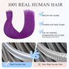 Picture of DOORES Hair Extensions Real Human Hair, Purple 22 Inch 30g 10pcs, Tape in Hair Extensions Real Human Hair Seamless Straight Remy Hair Extensions Tape ins