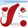 Picture of DOORES Tape in Hair Extensions Human Hair, Red Tape in Hair Extensions 18 Inch 10pcs 25g, Human Hair Extensions Tape in Skin Weft Remy Hair Extensions