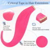 Picture of DOORES Hair Extensions Real Human Hair, Hot Pink 20 Inch 30g 10pcs, Tape in Remy Hair Extensions Straight Natural Hair for Women Skin Weft Hair Extensions