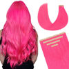Picture of DOORES Tape in Human Hair Extensions, Hot Pink 22 Inch 30g 10pcs, Hair Extensions Real Hair Extensions Tape ins Straight Hair Extensions Remy Hair