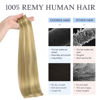 Picture of DOORES Tape in Hair Extensions, Light Blonde Highlighted Golden Blonde 10pcs 26 Inch 30g, Human Hair Extensions Tape in Skin Weft Natural Hair Extensions Straight
