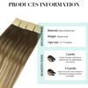 Picture of DOORES Tape in Hair Extensions Human Hair Balayage Walnut Brown to Ash Brown and Bleach Blonde 16 Inch 20pcs 50g Human Hair Extensions Tape in Straight Real Hair Extensions