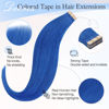 Picture of DOORES Tape in Hair Extensions, Blue Tape in Hair Extensions 22 Inch 10pcs 30g, Tape in Human Hair Extensions Natural Hair Straight Hair Extensions