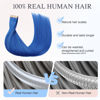 Picture of DOORES Tape in Hair Extensions, Blue Tape in Hair Extensions 22 Inch 10pcs 30g, Tape in Human Hair Extensions Natural Hair Straight Hair Extensions