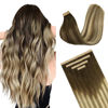 Picture of DOORES Tape in Hair Extensions Human Hair, Balayage Walnut Brown to Ash Brown and Bleach Blonde 24 Inch 30g 10pcs, Human Hair Extensions Remy Hair Extensions Straight Hair