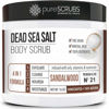 Picture of pureSCRUBS Premium Sandalwood Body Scrub Set - Large 16oz Dead Sea Salt Body Scrub With Infused Essential Oils & Nutrients, Includes Wooden Spoon, Loofah & Oatmeal Exfoliating Bar Soap