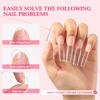 Picture of UNA GELLA Nail Tips Square Gel Nails Tips 216 PCS No C Curve Nail Tips XXL Extra Long Nail Tips Full Cover Square Straight Tips No C Curved Fake Nails Tapered Square Nails For Acrylic Nails
