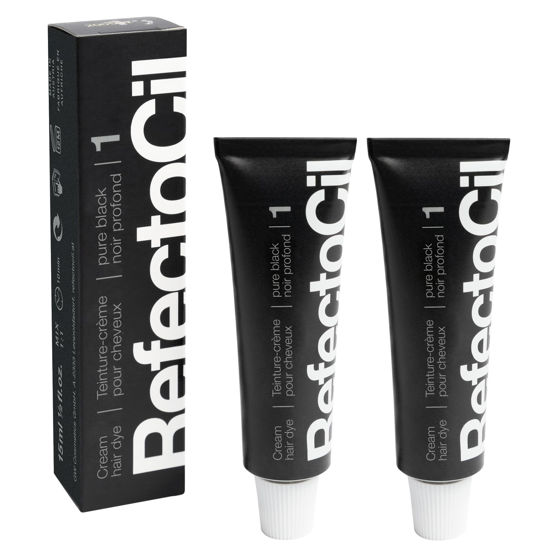 Picture of RefectoCil Cream Hair Dye 2-Pack - Professional Hair Tint for Long-Lasting Color - Black (#1)