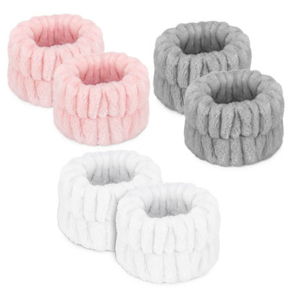 Picture of Women's Wrist Towels for Washing Face, Microfiber Spa Wash Band, Absorbent Wristbands Sweatband for Girls Prevent Water from Spilling Down Your Arms 6PCS