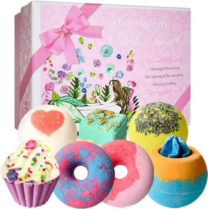 Picture of STNTUS INNOVATIONS Bath Bombs, 7 Natural Bath Bomb Gift Set, Handmade Bubble Bathbombs for Women Kids, Gifts for Mom Her Girlfriend, Mothers Day Gifts, Birthday Valentines Christmas Gifts for Women