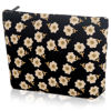 Picture of Wudimeitt Cosmetic bag Makeup bag Preppy Cute Corduroy Toiletry bag for women travel essentials (Flower black)