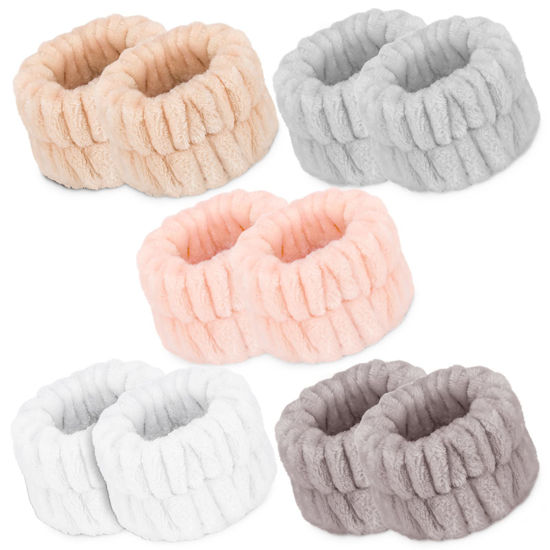 Picture of Women's Microfiber Face Washing Wrist Towels - Absorbent Wristbands and Spa Sweatbands for Girls, Prevent Water from Spilling Down Arms (10PCS)