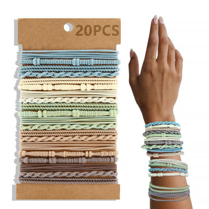 Picture of SYGY 20 PCS Boho Hair Ties, Light Color Scrunchies for Thick or Thin Hair, 4 Styles Hair Ties for Ponytail Holders, 2.36" Hair Scrunchies No Damage