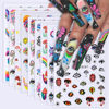 Picture of 8 Sheets Nail Art Stickers Graffiti Flower Evil Eye 3D Self-Adhesive Nail Decals Rainbow Mushroom Star Moon Designs Nail Decorations Summer Nail Stickers Colorful Nail Supplies for Women DIY Manicure