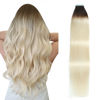 Picture of SUYYA Tape in Hair Extensions Human Hair Ombre Darkest Brown to Platinum Blonde 12 Inch 40g/pack 20pcs Straight Seamless Skin Weft Tape in Real Human Hair Extensions(12inch #T2/60)
